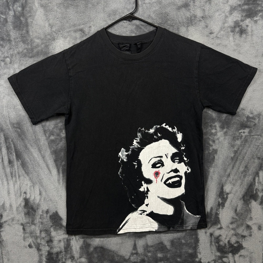 Vlone T-Shirt Mens Small Black Marilyn Monroe Graphic Pearl V Logo Streetwear